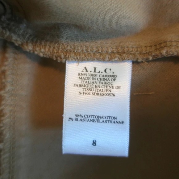 A.L.C. Bellamy Zip-Front Mini Dress Brown Stretch Twill Size 8 Belted Shift NEW - Picture 6 of 7